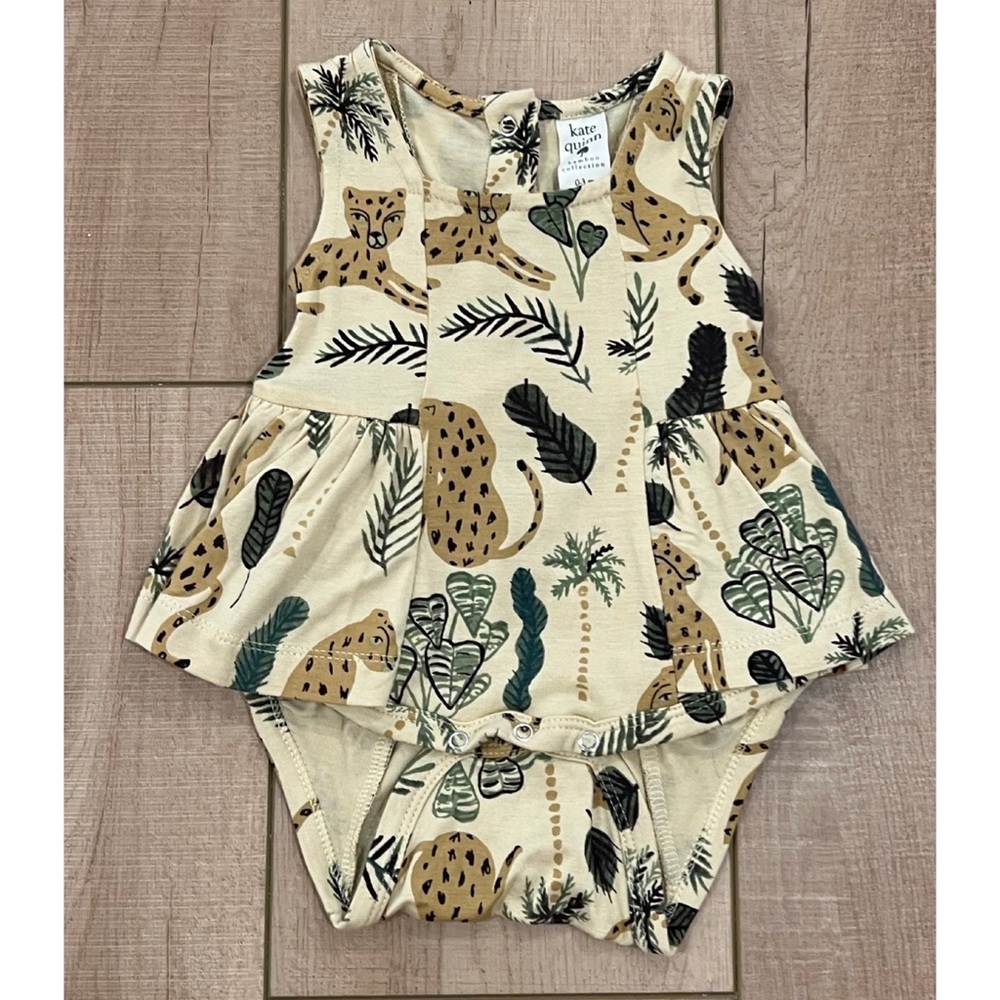 sleeveless ballerina bubble | curry leopard | bamboo - 0-3m × 1 | EUC